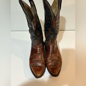 Vintage Dan Post Two-Tone Leather Cowboy Boots - Made in USA